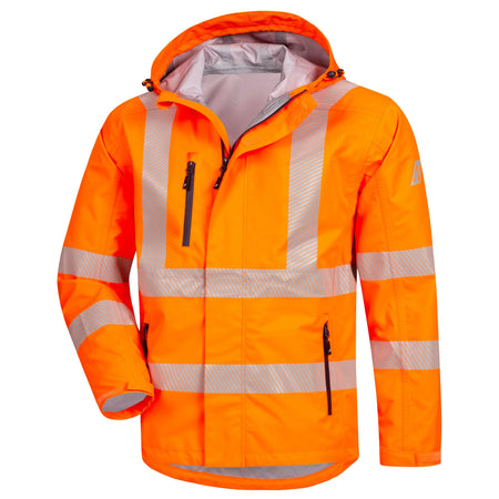 NITRAS MOTION TEX VIZ PLUS, Warnschutz-Regenjacke, neonorange (Farbcode: 4100), EN ISO 20471, EN 343 NITRAS