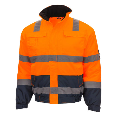 NITRAS MOTION TEX VIZ, Warnschutz-Pilotenjacke, neonorange / marineblau, EN ISO 13688, EN ISO 20471, EN 343 NITRAS