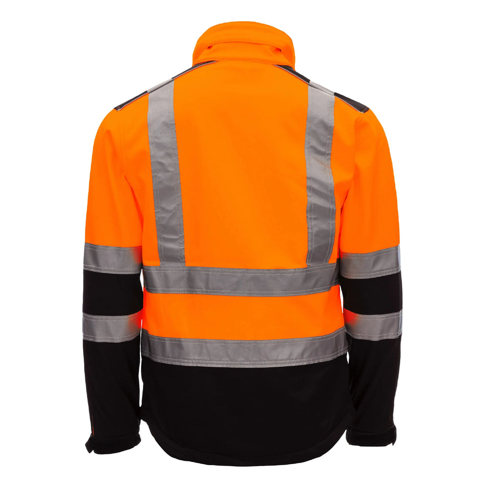 NITRAS MOTION TEX VIZ, Warnschutz-Softshelljacke, neonorange / schwarz, EN ISO 13688, EN ISO 20471 NITRAS