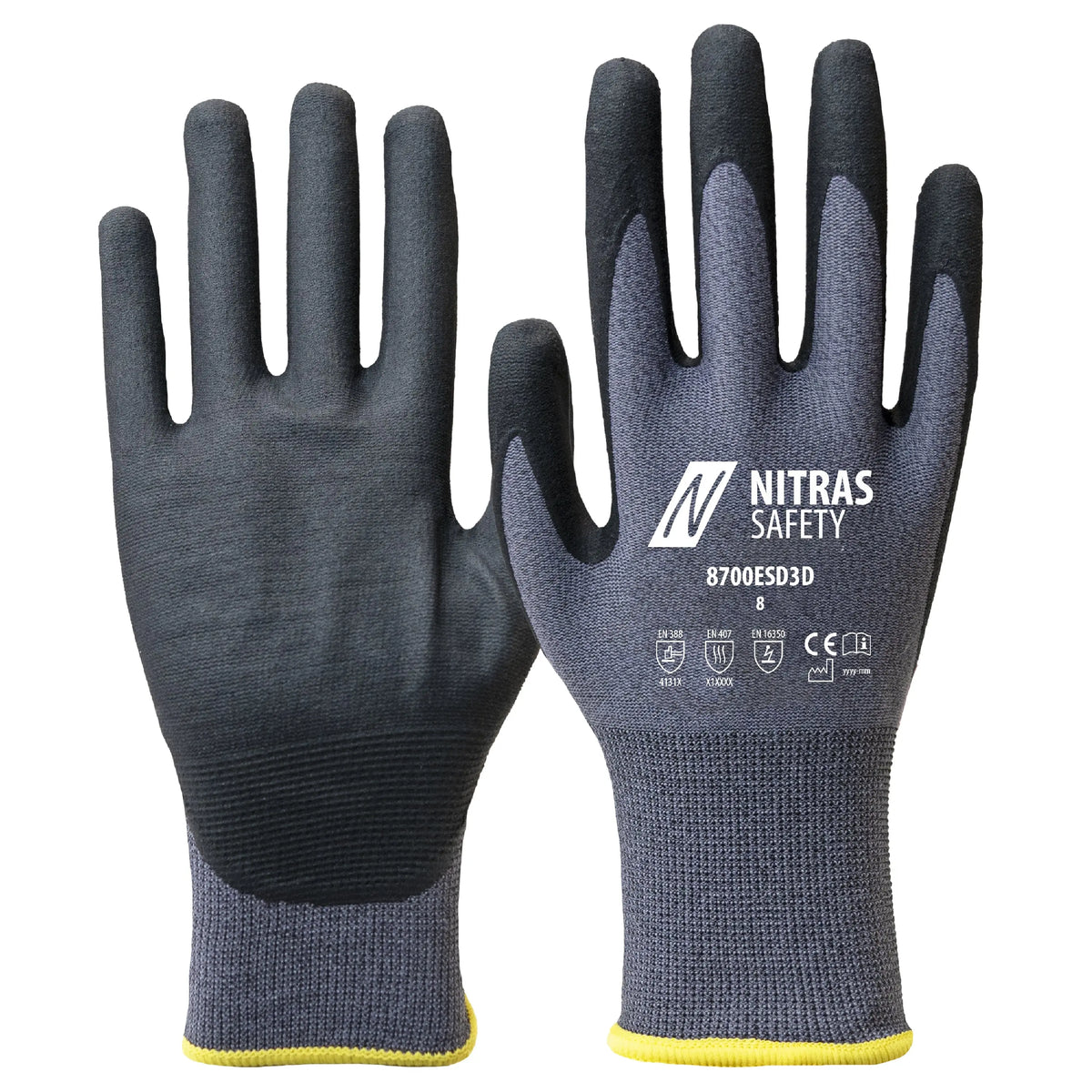 NITRAS Montagehandschuhe, grau / schwarz, EN 388, EN 407, OEKO-TEX NITRAS