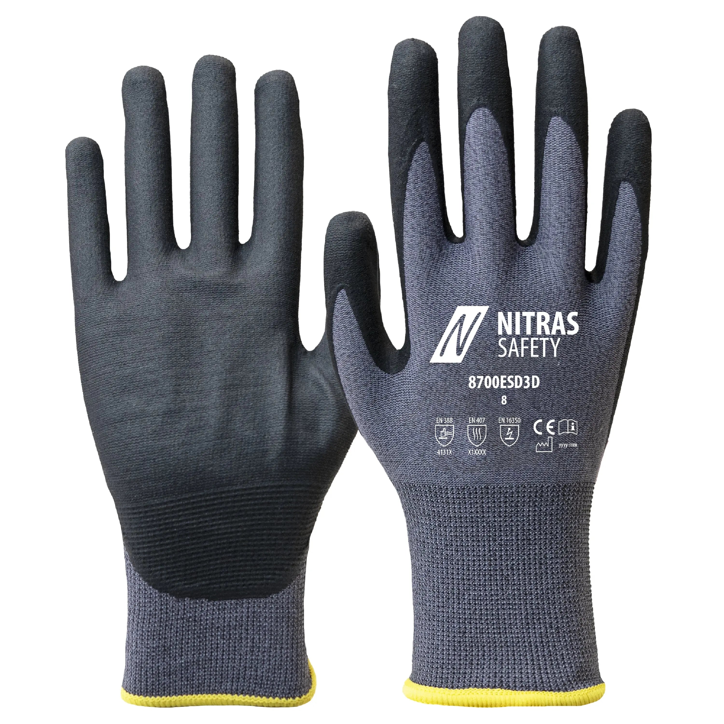 NITRAS Montagehandschuhe, grau / schwarz, EN 388, EN 407, OEKO-TEX NITRAS