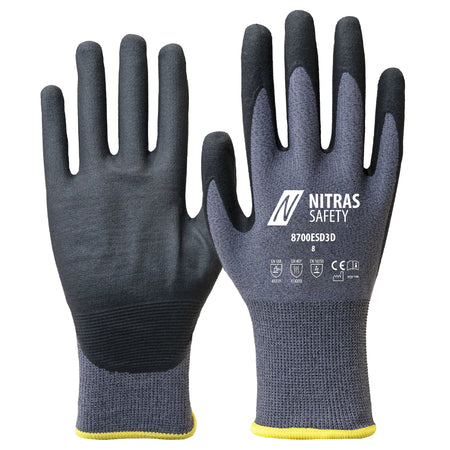 NITRAS Montagehandschuhe, grau / schwarz, EN 388, EN 407, OEKO-TEX NITRAS