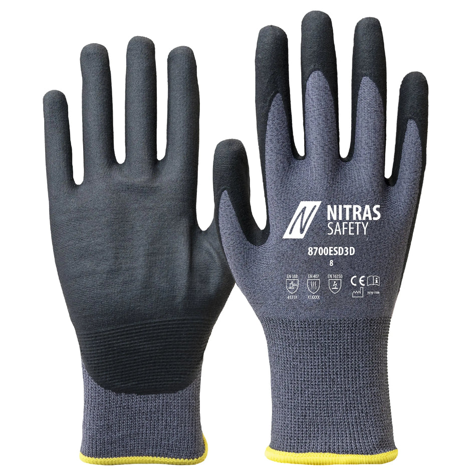 NITRAS Montagehandschuhe, grau / schwarz, EN 388, EN 407, OEKO-TEX NITRAS
