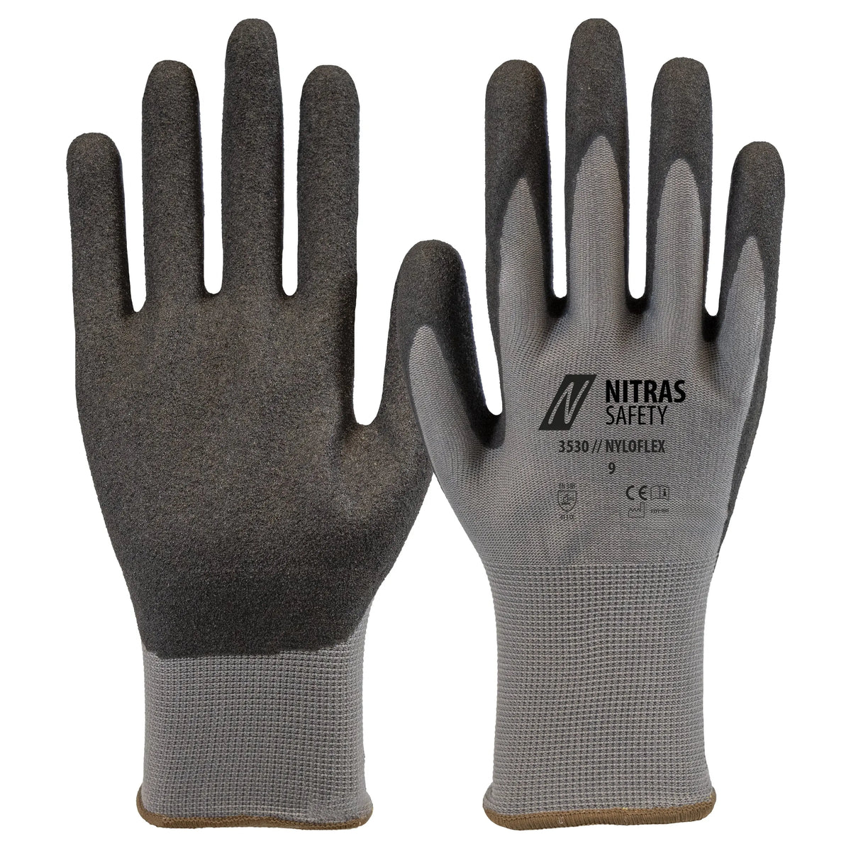 NITRAS NYLOFLEX, Montagehandschuhe, grau / schwarz, EN 388, NITRAS NOW NITRAS