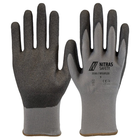 NITRAS NYLOFLEX, Montagehandschuhe, grau / schwarz, EN 388, NITRAS NOW NITRAS