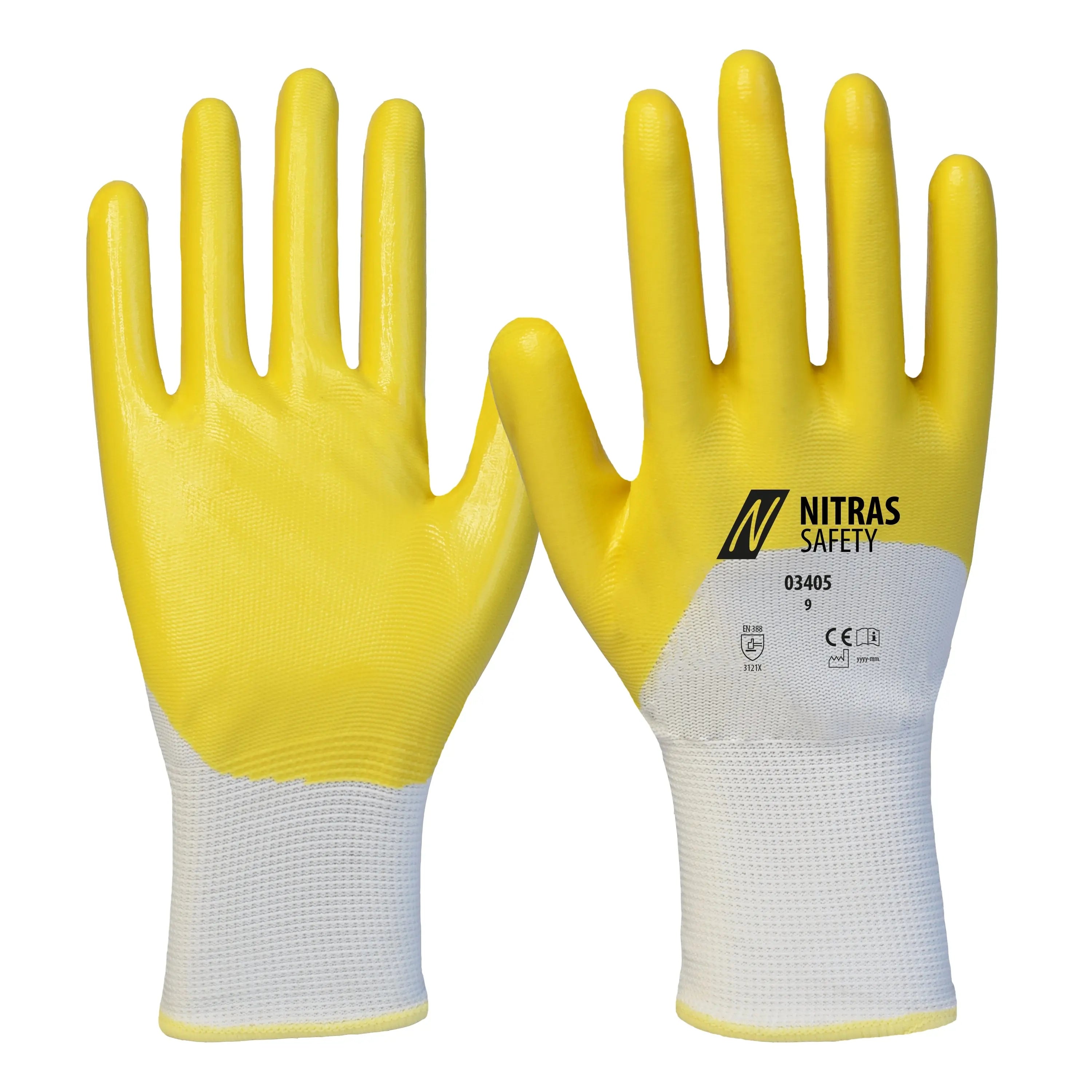 NITRAS Nitrilhandschuhe, weiß / gelb, EN 388 NITRAS