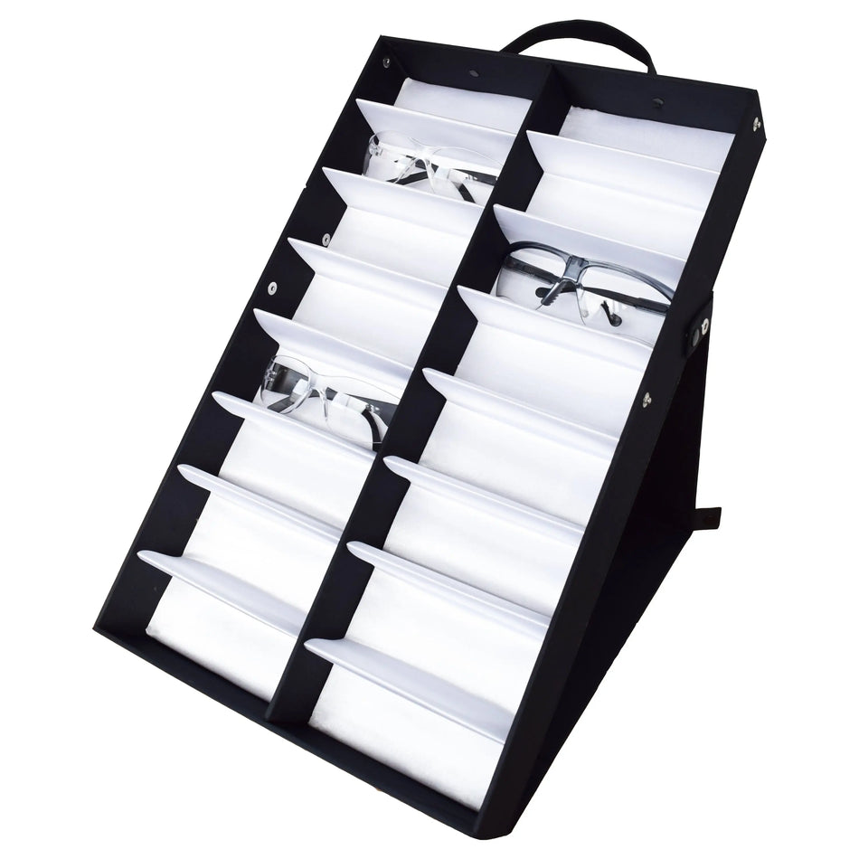 NITRAS Präsentationsbox für Schutzbrillen, Textil / Kunststoff, schwarz/weiß NITRAS