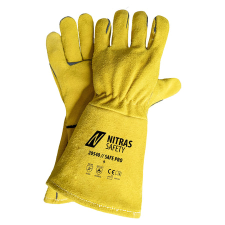 NITRAS SAFE PRO, Schweißerhandschuhe, ocker, EN ISO 21420, EN 388, EN 12477 NITRAS