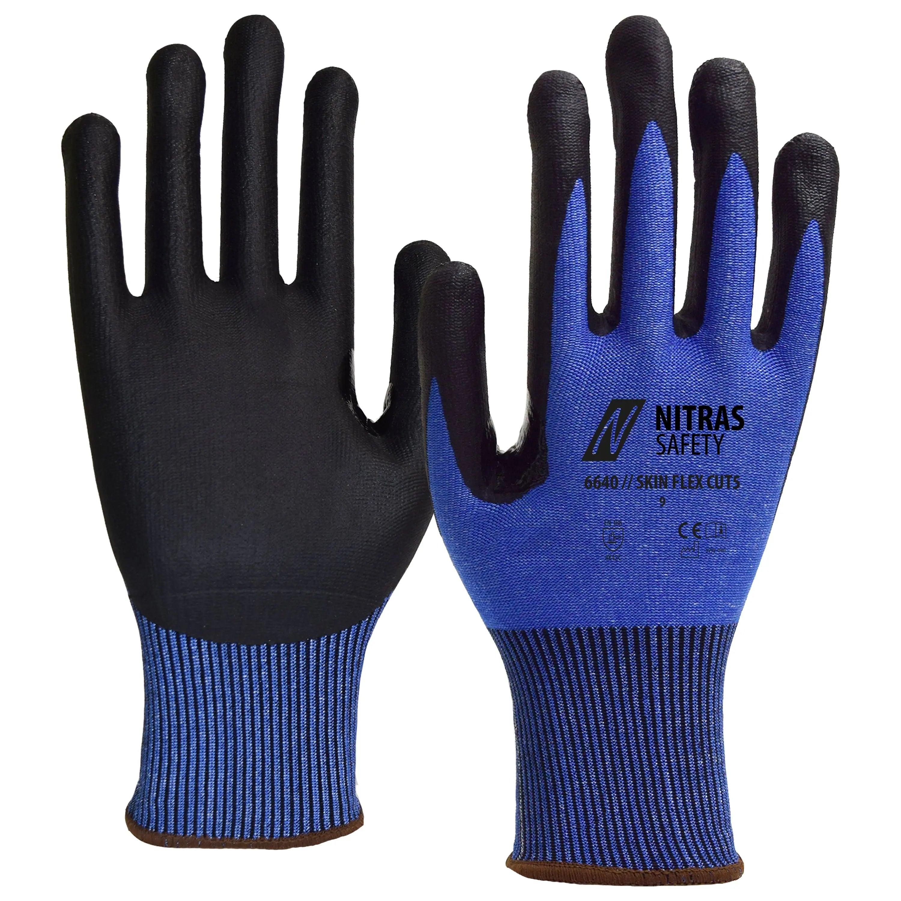 NITRAS SKIN FLEX CUT5, Schnittschutzhandschuhe, blau / schwarz, EN 388 NITRAS