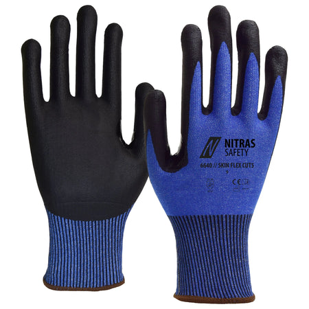 NITRAS SKIN FLEX CUT5, Schnittschutzhandschuhe, blau / schwarz, EN 388 NITRAS