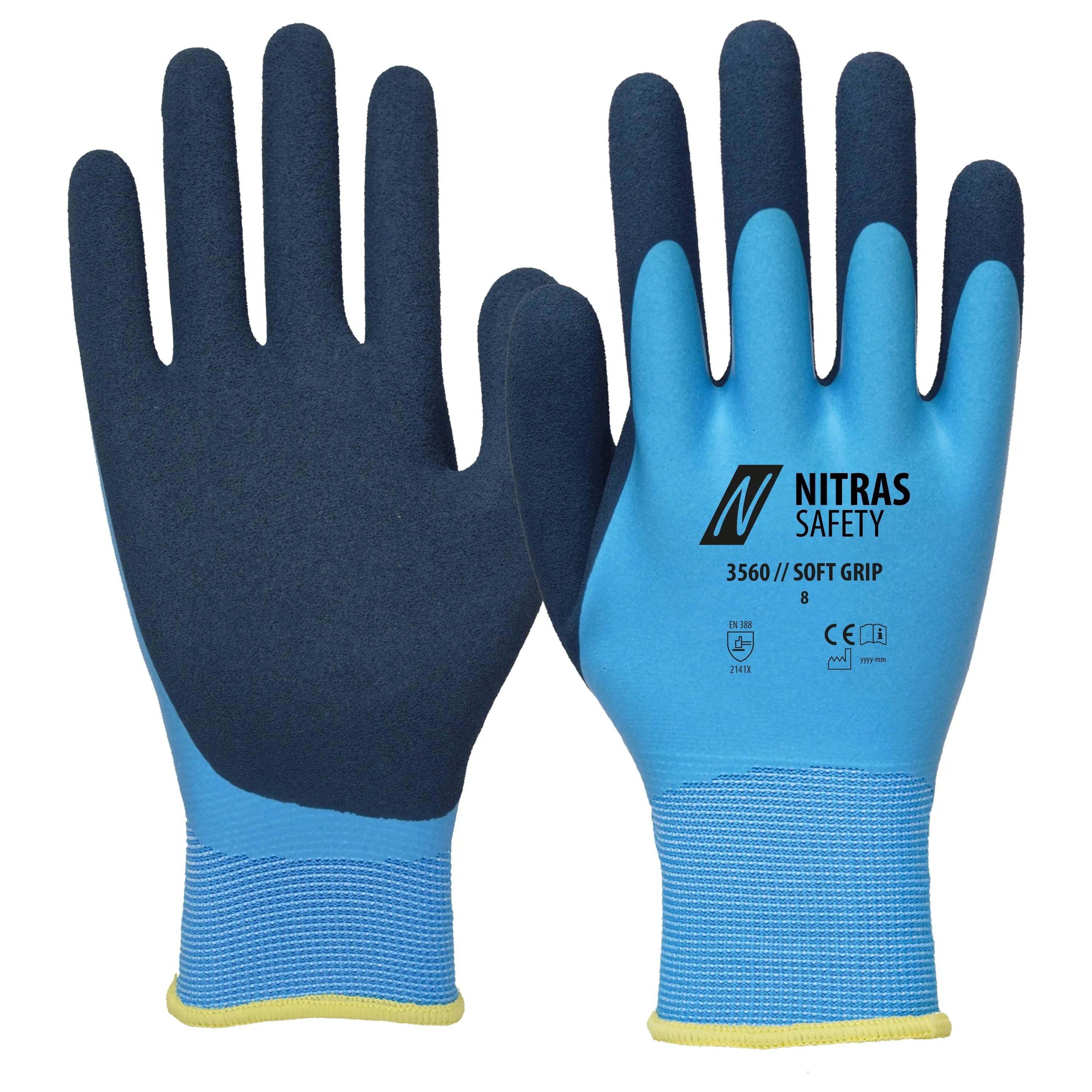 NITRAS SOFT GRIP, Montagehandschuhe, hellblau / dunkelblau, EN 388 NITRAS