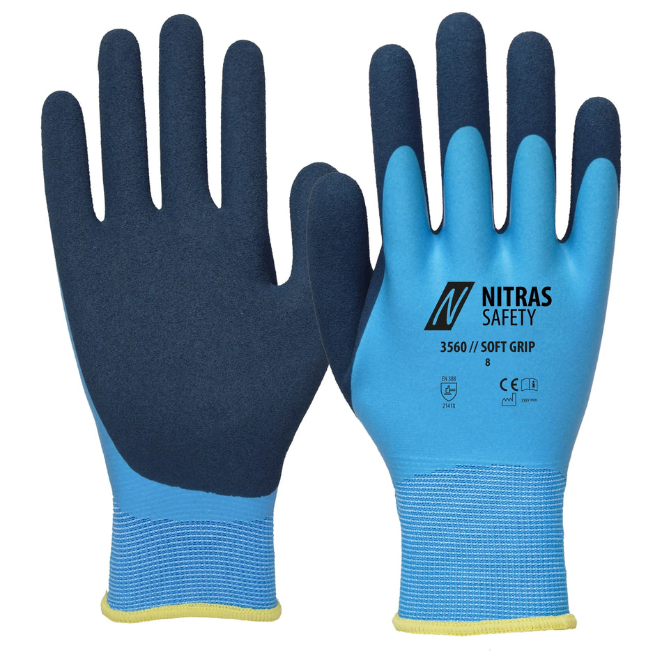 NITRAS SOFT GRIP, Montagehandschuhe, hellblau / dunkelblau, EN 388 NITRAS