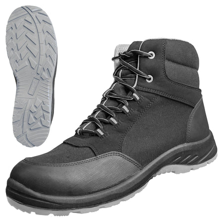 NITRAS SOLID STEP MID, Sicherheitsstiefel, halbhoch, S3S CI FO SR, strapazierfähiges Textil, schwarz, widerstandsfähige PU / PU-Laufsohle, schwarz / grau (Farbcode: 1012), EN ISO 20345, EN IEC 61340-4-3, DGUV Regel 112-191 NITRAS