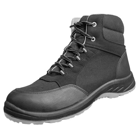 NITRAS SOLID STEP MID, Sicherheitsstiefel, halbhoch, S3S CI FO SR, strapazierfähiges Textil, schwarz, widerstandsfähige PU / PU-Laufsohle, schwarz / grau (Farbcode: 1012), EN ISO 20345, EN IEC 61340-4-3, DGUV Regel 112-191 NITRAS