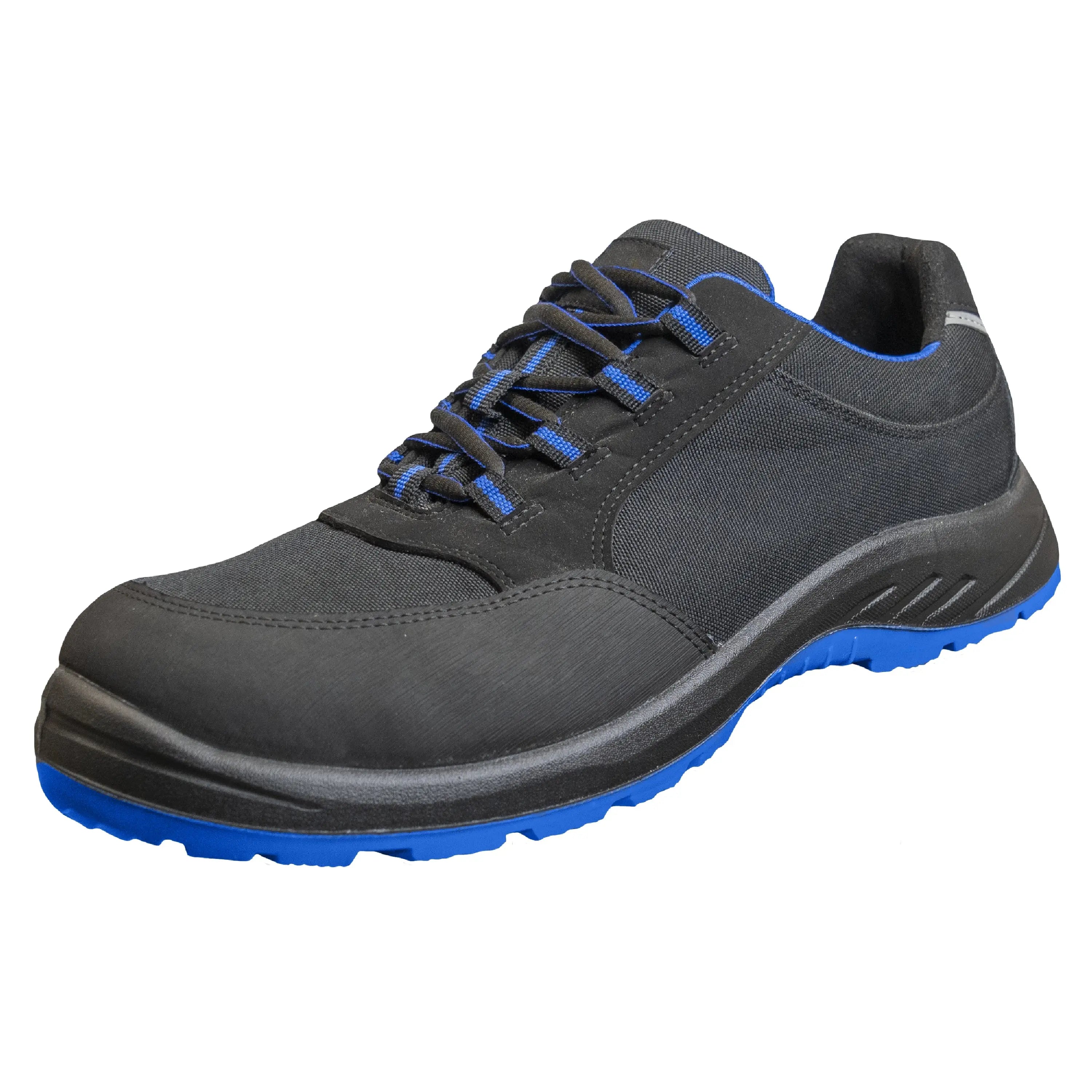 NITRAS SOLID STEP, Sicherheitshalbschuhe, S3S CI FO, strapazierfähiges Textil, schwarz, widerstandsfähige PU / PU-Laufsohle, schwarz / blau (Farbcode: 1022), EN ISO 20345, EN IEC 61340-4-3, DGUV Regel 112-191 NITRAS