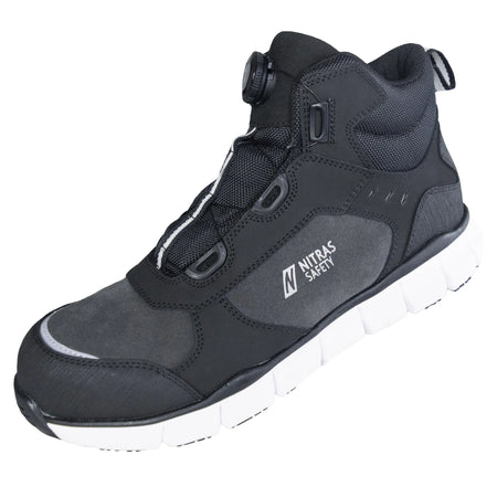 NITRAS SONIC STEP MID FIT, S3S FO HRO SC SR, Sicherheitsstiefel, halbhoch, grau / schwarz, EN ISO 20345, EN IEC 61340-4-3, DGUV Regel 112-191 NITRAS