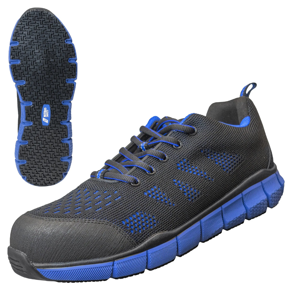 NITRAS SONIC STEP, Sicherheitshalbschuhe, S1P, strapazierfähiges Textil, schwarz / blau, widerstandsfähige EVA / Nitril-Laufsohle, schwarz / blau (Farbcode: 1022), EN ISO 20345, EN IEC 61340-4-3, DGUV Regel 112-191 NITRAS