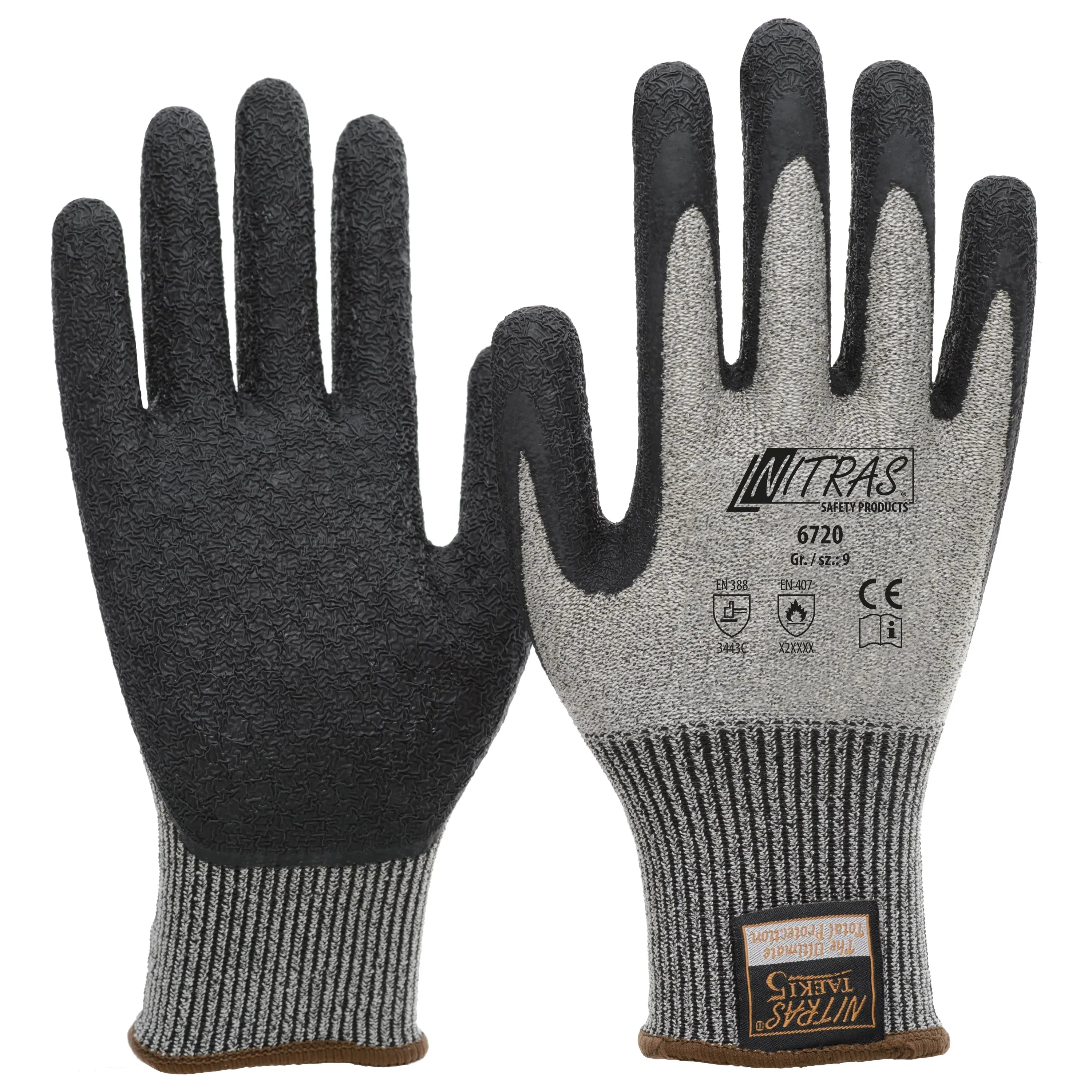 NITRAS TAEKI Schnittschutzhandschuhe, grau / schwarz, EN 388, EN 407 NITRAS