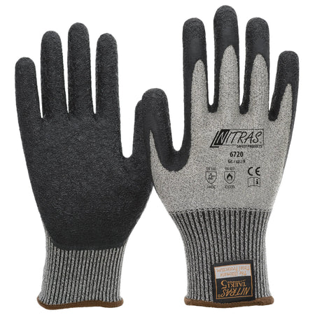 NITRAS TAEKI Schnittschutzhandschuhe, grau / schwarz, EN 388, EN 407 NITRAS
