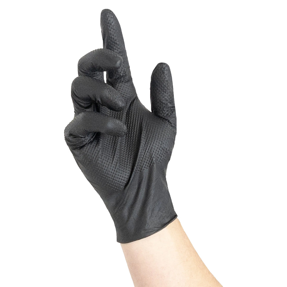NITRAS TOUGH GRIP LIGHT, Nitril-Einmalhandschuhe, schwarz, EN ISO 374, Box à 50 Stück NITRAS