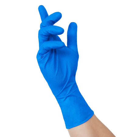 NITRAS TOUGH GRIP N 300, Nitril-Einmalhandschuhe, blau, EN ISO 374, Box à 50 Stück NITRAS