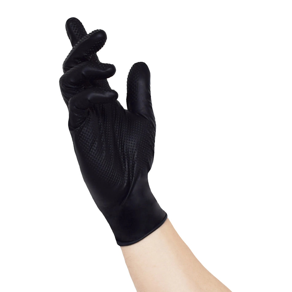 NITRAS TOUGH GRIP N, Nitril-Einmalhandschuhe, schwarz, EN ISO 374, Box à 50 Stück NITRAS