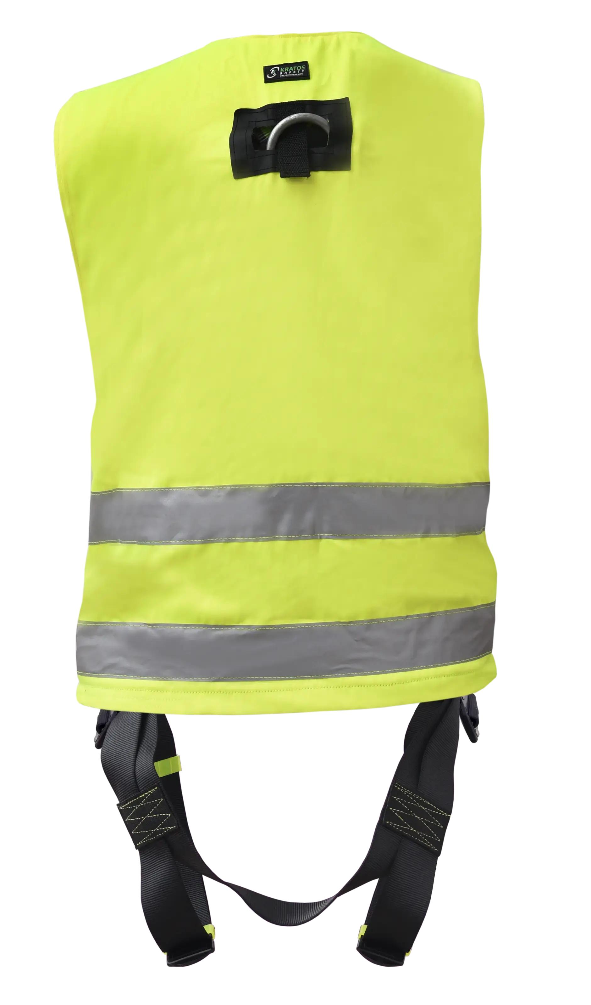 REFLEX 1, Zweipunktauffanggurt mit hochsichtbarer gelben Arbeitsweste mit mehreren Taschen