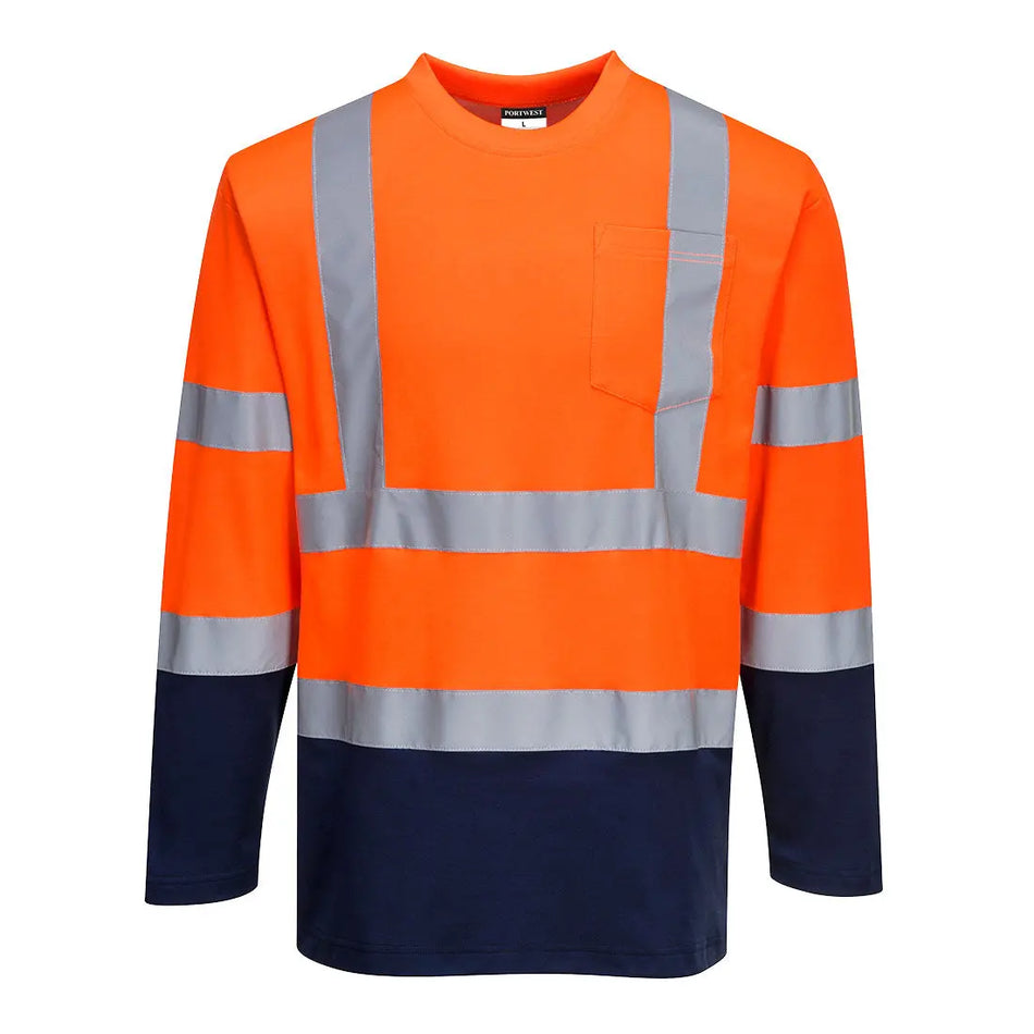 Warnschutz Cotton Comfort Kontrast T-Shirt Langarm  S280 Workschutz.de