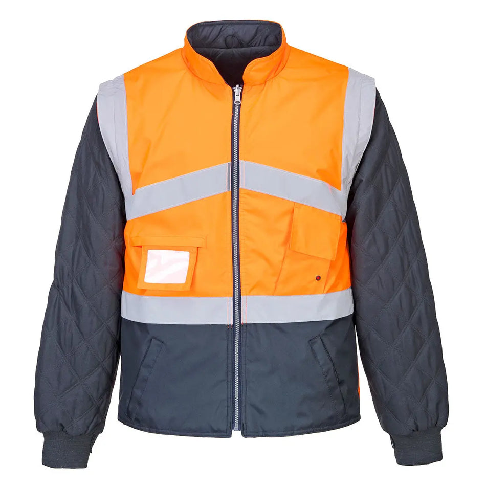 Atmungsaktive Warnschutz 2-in-1-Wendejacke mit Kontrast  S769 Workschutz.de