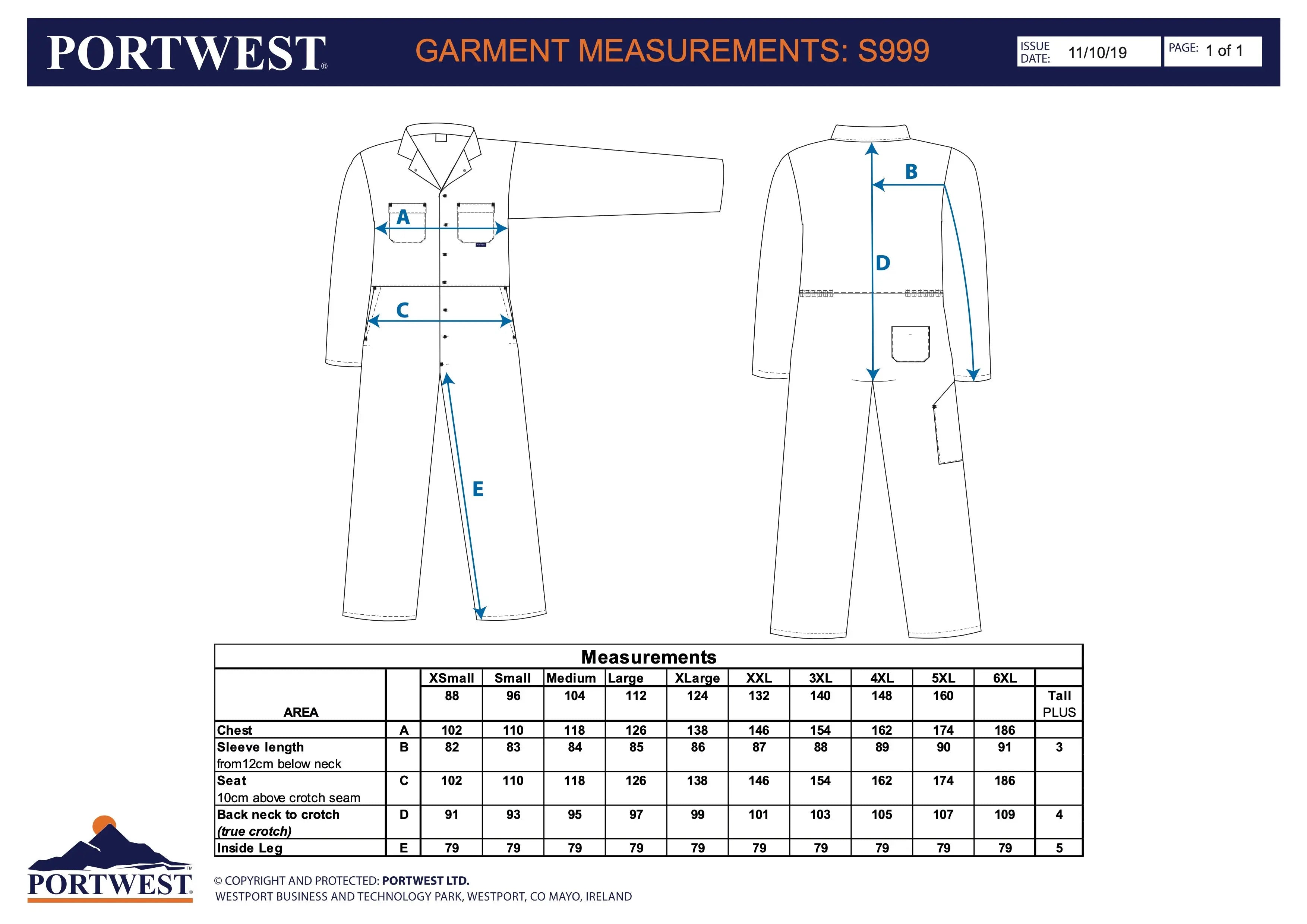 Euro-Arbeitsoverall aus Polyester-Baumwolle S999 Workschutz.de