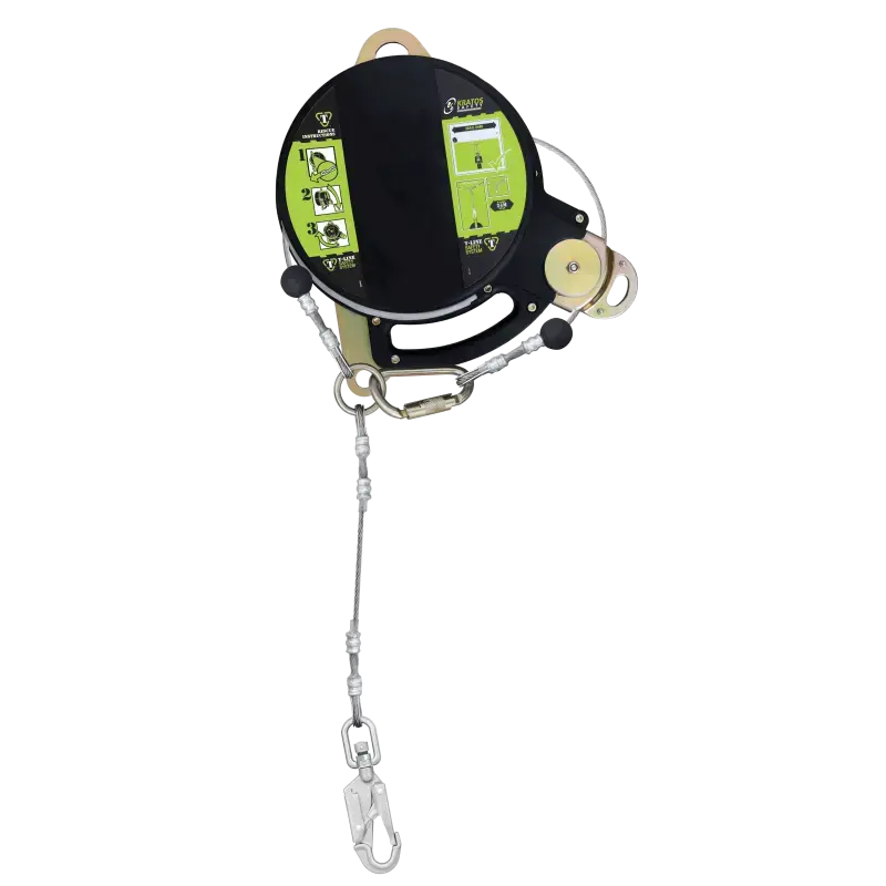 T-LINE, Retractable fall arrester with stainless steel dual safety cable, lg. 12m