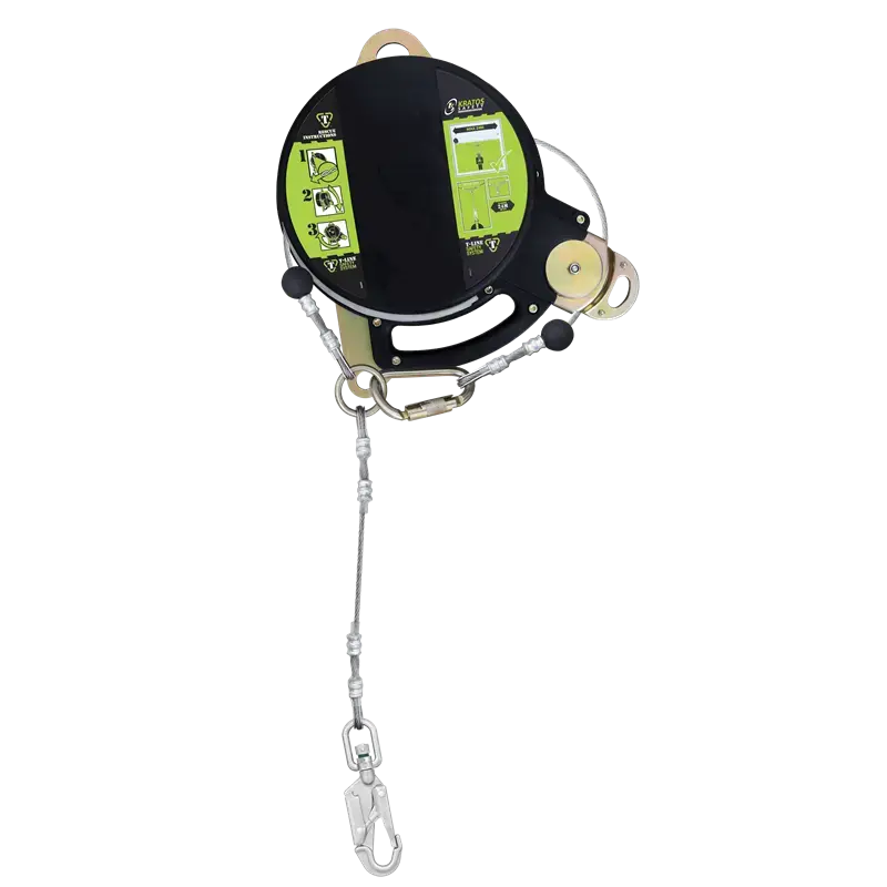 T-LINE, Retractable fall arrester with steel dual safety cable, lg. 12 m