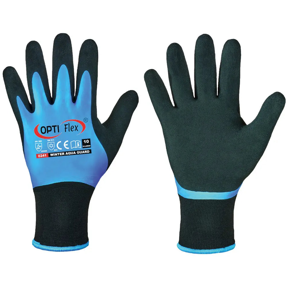 Winterhandschuhe Optiflex Winter Aqua Guard Kälteschutz bis max. -30 °C - 60 Paar Workschutz.de