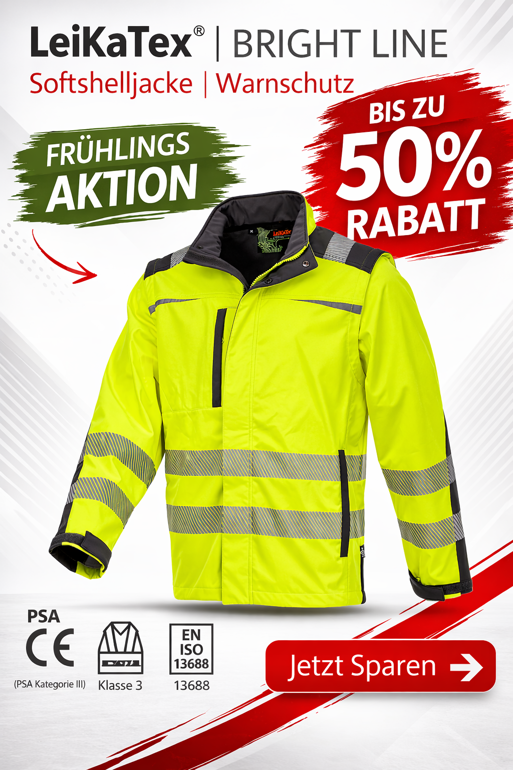 LeiKaTex® | BRIGHT LINE | Softshelljacke | Warnschutz - Workschutz.de