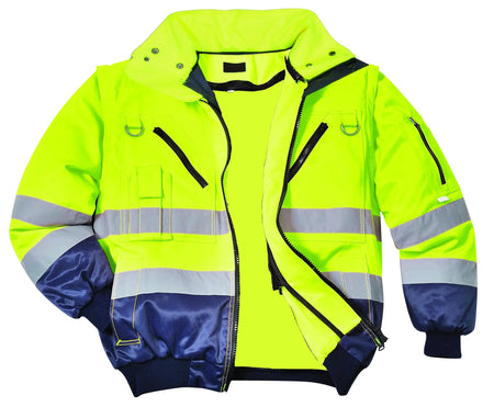 Portwest Warnschutz Pilotenjacke Winterjacke gelb/marine PJ50 Workschutz