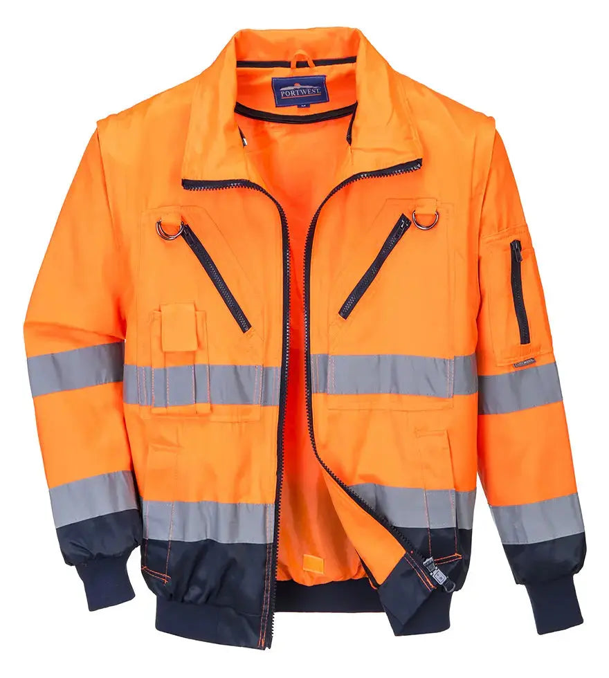 Portwest Warnschutz Pilotenjacke Winterjacke orange/marine PJ50 Workschutz