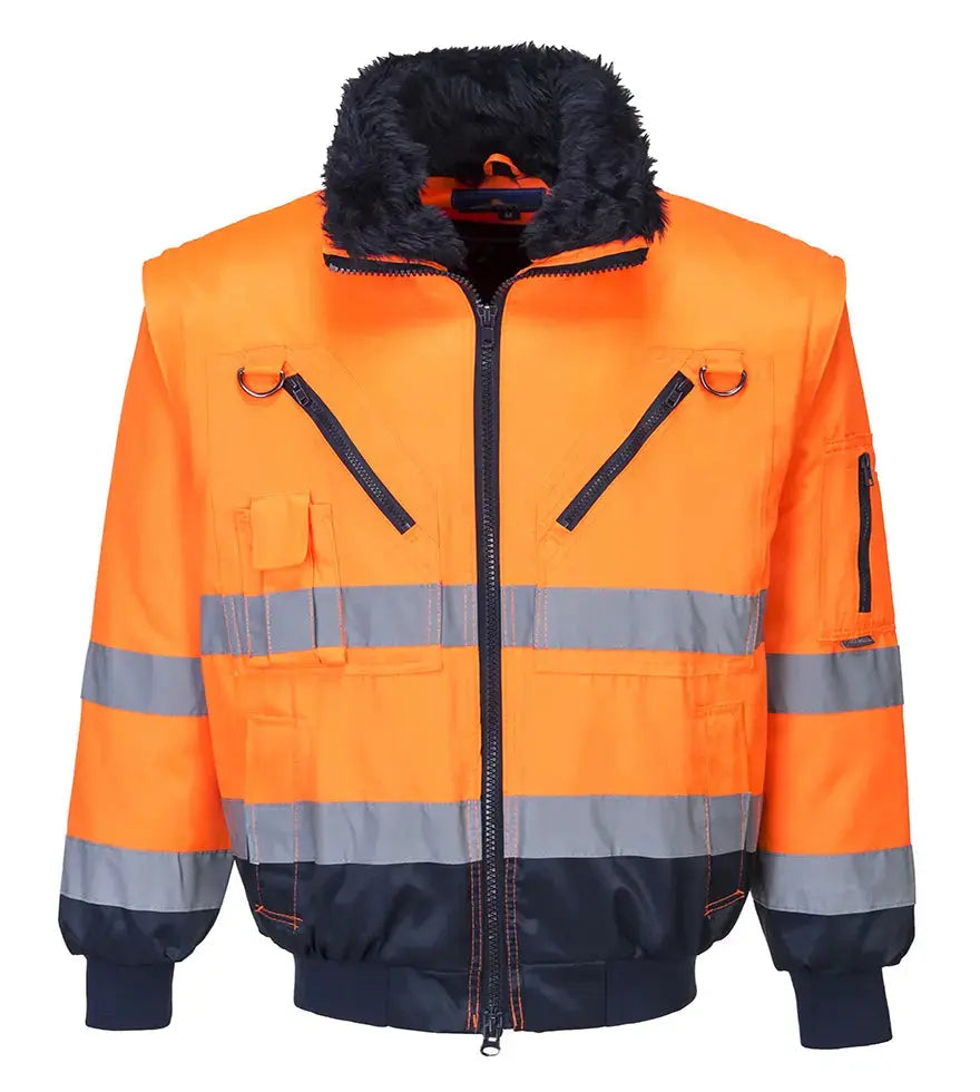 Portwest Warnschutz Pilotenjacke Winterjacke orange/marine PJ50 Workschutz