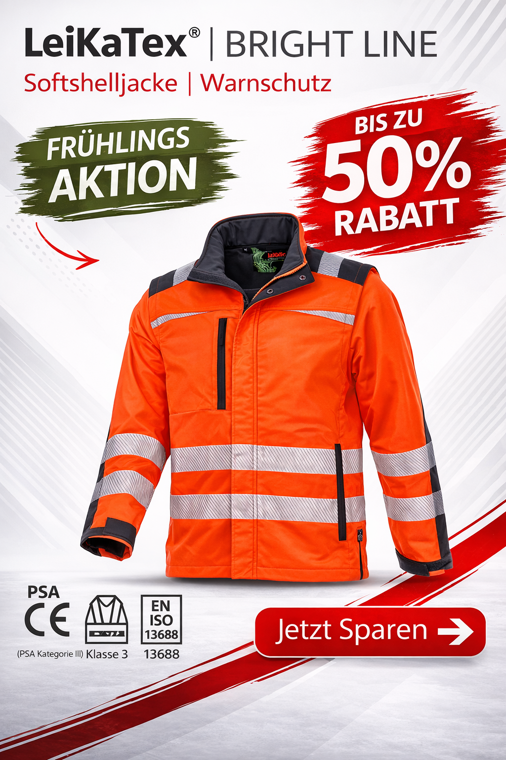 LeiKaTex® | BRIGHT LINE | Softshelljacke | Warnschutz - Workschutz.de